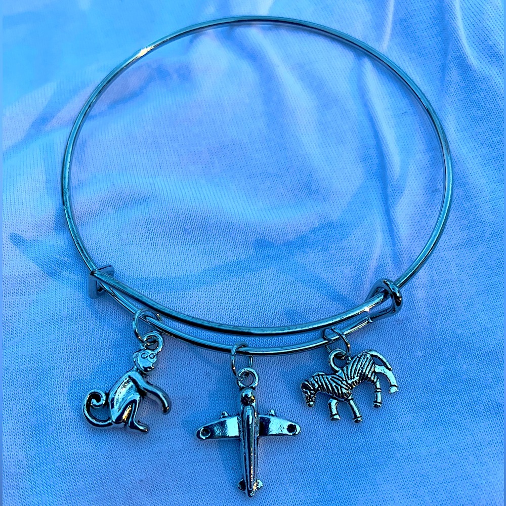 Brand New! Handmade! Adjustable Charm Bangle Bracelet!
